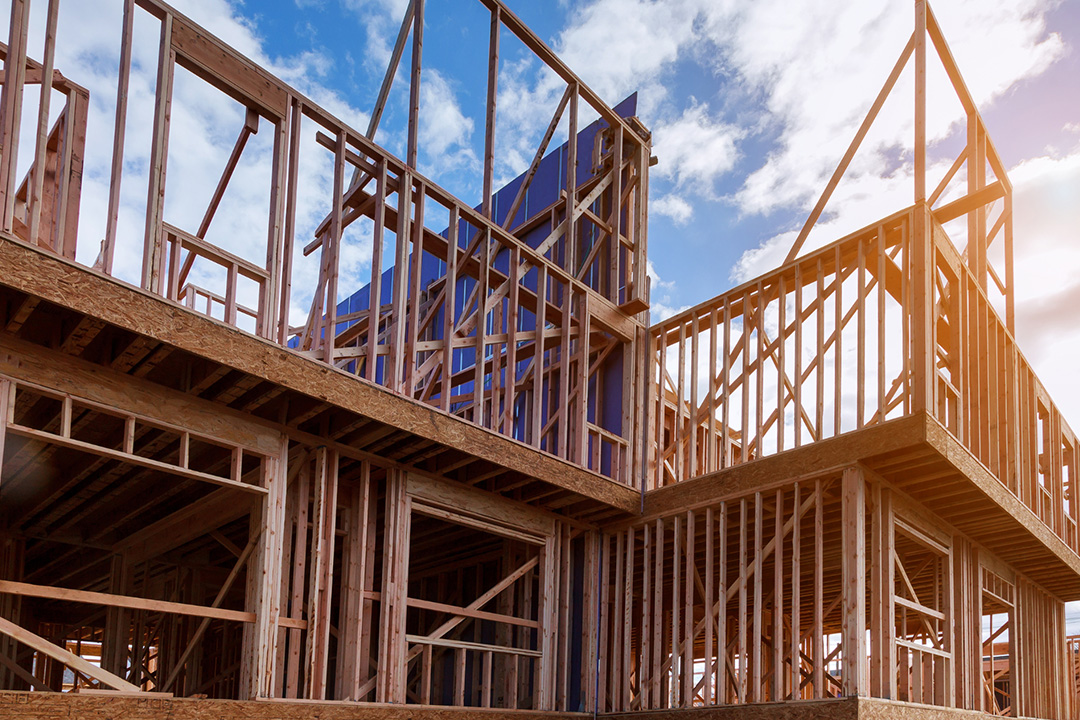 Wood-frame construction in progress